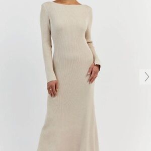 DISSH Aria Knit Sleeved midi Dress in stone | Large